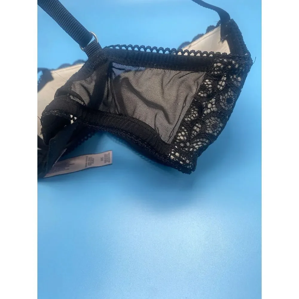 Victoria's Secret Dream Angels Lined Demi Bra Size 32C Black Lace - Picture 10 of 14